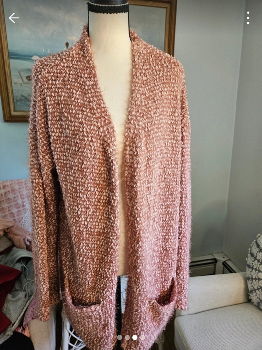 Ardene Dusty Rose Bouclé Open-Front Cardigan